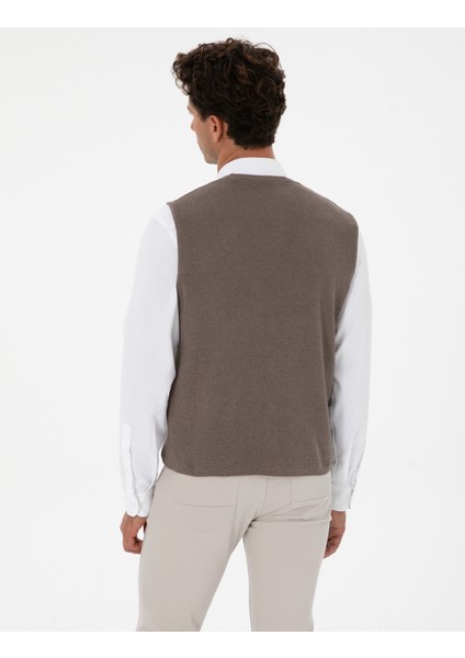 Erkek Vizon Melanj Triko Yelek 50317313-VR174 indirimleri