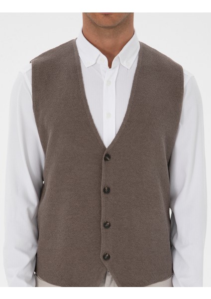 Erkek Vizon Melanj Triko Yelek 50317313-VR174