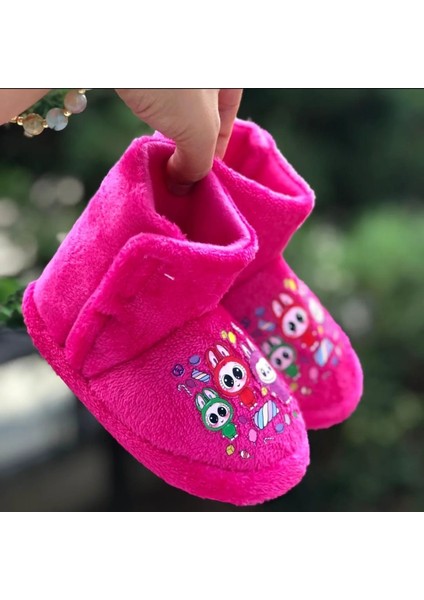 Kız Çocuk Cırtlı Panduf Labubu Panduf Kaydırmaz Taban Anaokulu Kreş Ev Ayakkabısı