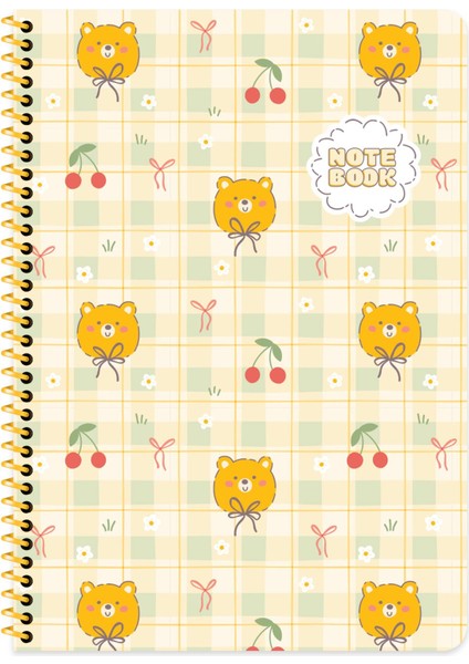 Keskin A4 Çizgili Karton Kapak Kawaii Defter - Ayıcık