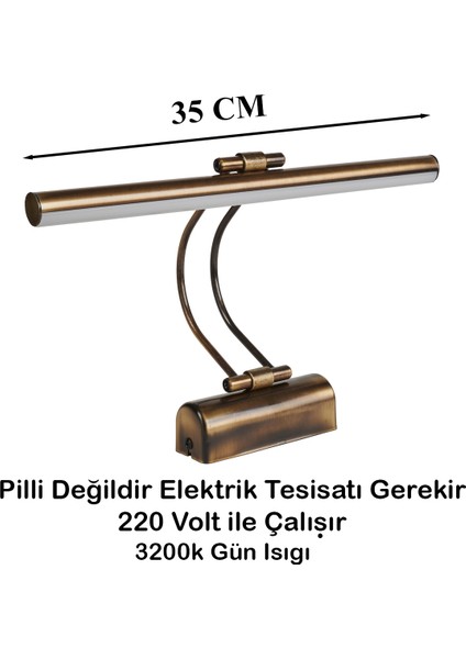 Flüt Aplik 35 cm LED Duvar Lambası 3200K Gün Işığı