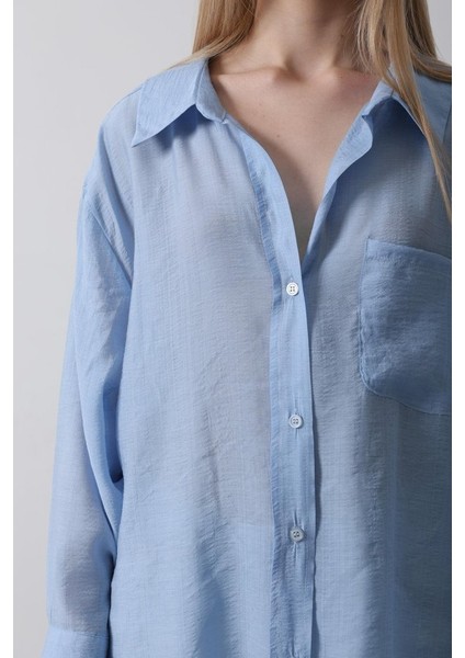 Cepli Oversize Gömlek - Koyu Mavi fırsatları