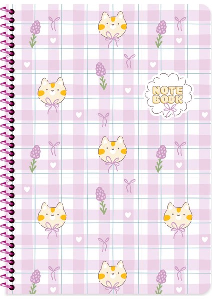 Keskin A4 Çizgili Karton Kapak Kawaii Defter - Kedi