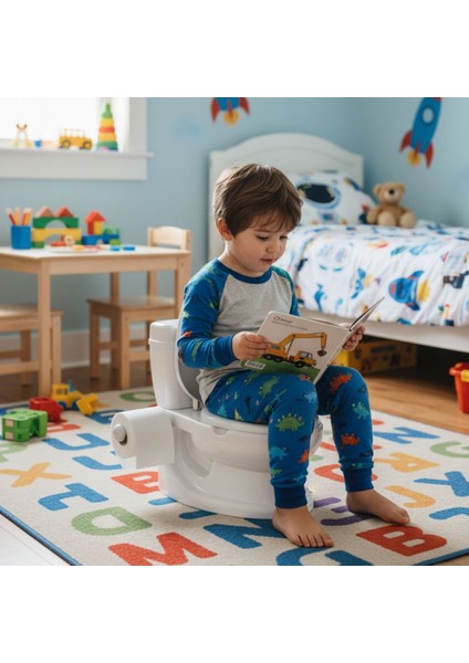 Eğitici Klozet Sesli Işıklı Tuvalet Eğitimi Beyaz Lazımlık