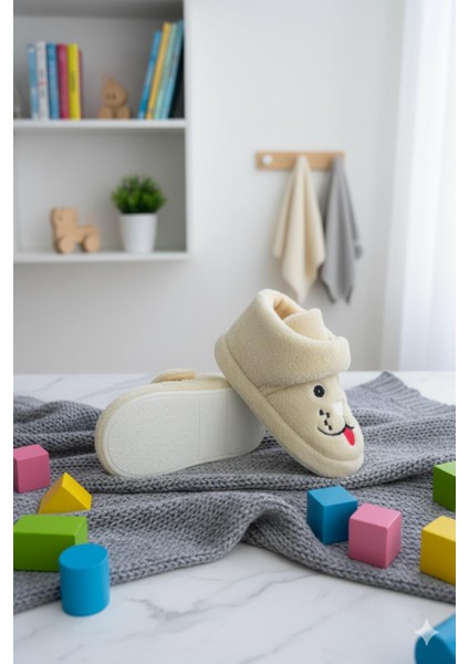 Sevimli Hayvanlar Cırtlı Kaydırmaz Taban Kreş Ev Okul Ayakkabısı Bebek Çocuk Panduf Ev Botu