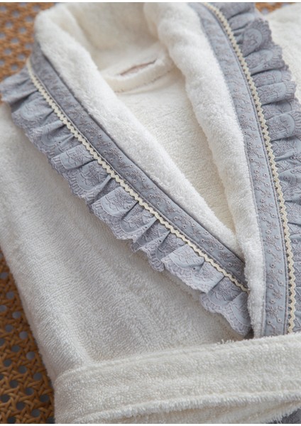 Layla 6'lı Güpürlü Pamuk Bornoz - Seti Krem/mavi fiyatları