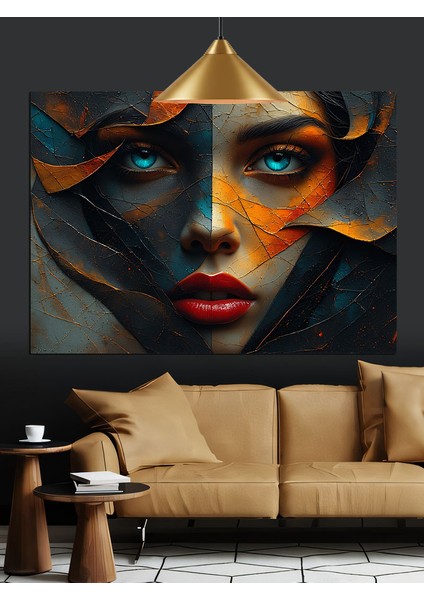 Parçalanmış Yüz Sanat Çizimi Dekoratif Kanvas - Mdf Ahşap Tablo fiyatları