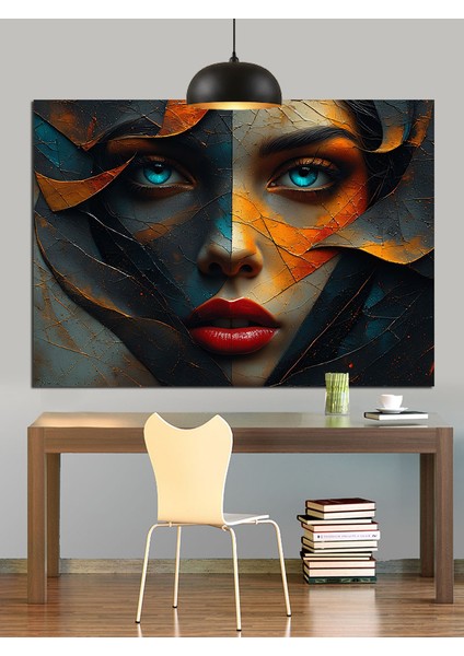 Parçalanmış Yüz Sanat Çizimi Dekoratif Kanvas - Mdf Ahşap Tablo indirimleri