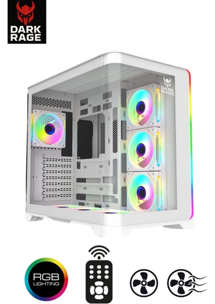 Rgb 7 Fanlı 7X120MM Kumanda + Tuş Rgb Kontrollü Gaming Akvaryum Kasa