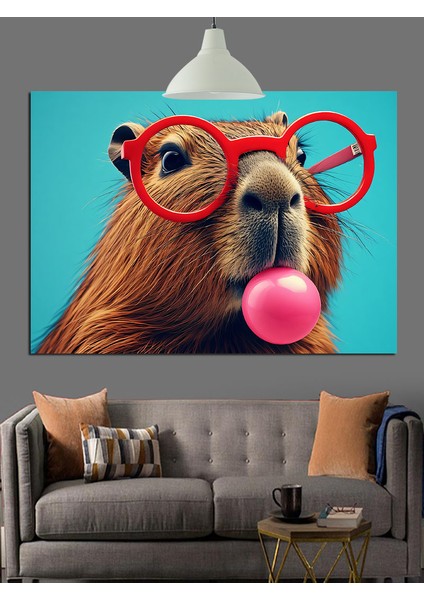 Sakız Çiğneyen Gözlüklü Su Maymunu Dekoratif Kanvas - Mdf Ahşap Tablo indirimleri