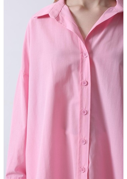 Geniş Manşet Detaylı Gömlek - Şeker Pembe modelleri