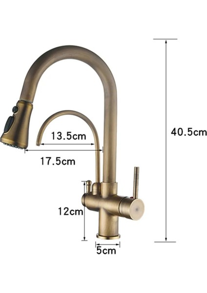 Mutfak Evye Bataryası Dual Flow Smart Dokunmatik Spiralli Fiskiyeli Antik 7 Yıl Garantili Ithal