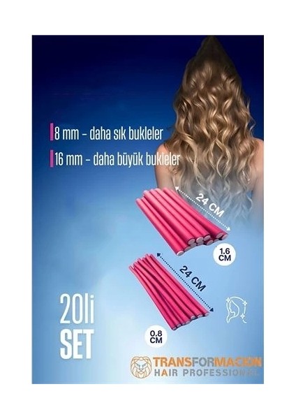 Sosis Latex Bigudi - Isısız Saç Bigudisi 8 ve 18 mm 20 Adet