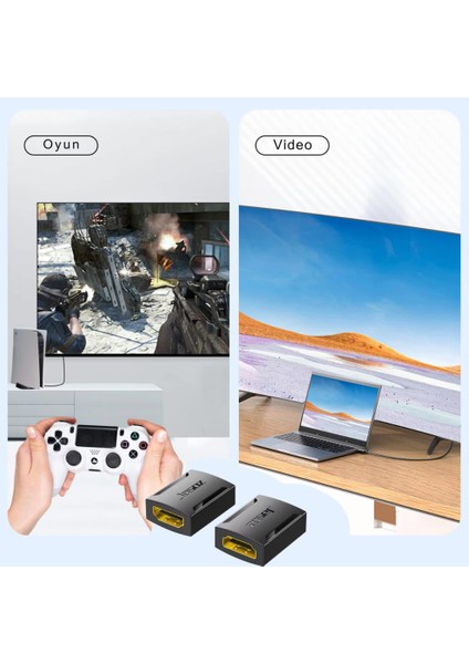 Essager Altın Kaplama 4K 60Hz HDMI To HDMI Çevirici HDMI Uzatma Ekleme Aparatı HDMI Birleştirme Aparatı fırsatları