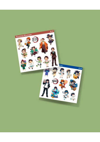 Demon Slayer-Tanjiro Kamado-Inosuke Hashibira-2li Çıkartma-Etiket Parlak Kağıt-Süsleme-Hediye modelleri