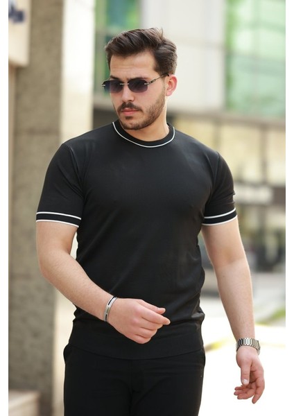 Erkek Bisiklet Yaka Ribanalı Kısa Kollu Tshirt