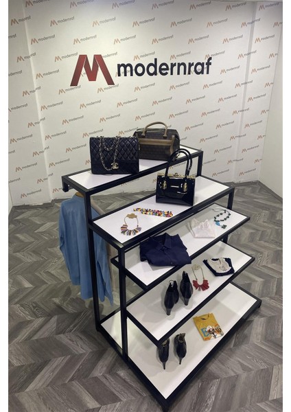 Önü Raflı Arkası Askılık Siyah Stand indirimleri