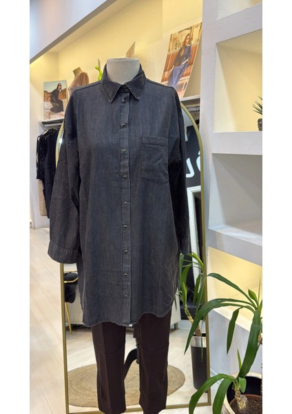 Ince Denim Gömlek - 7163 Siyah