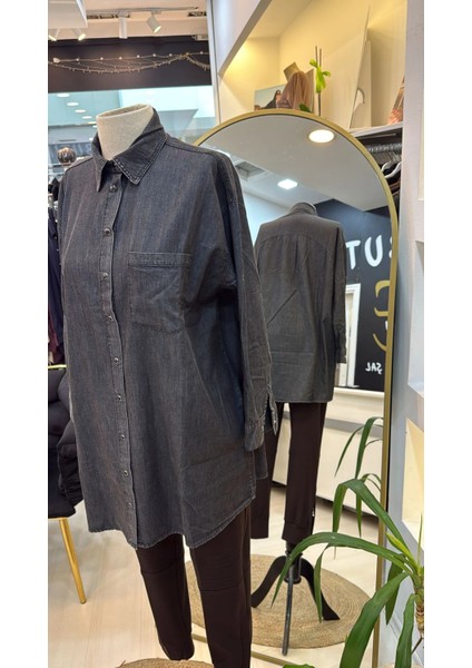 Ince Denim Gömlek - 7163 Siyah