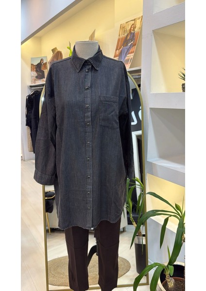 Ince Denim Gömlek - 7163 Siyah
