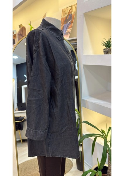 Ince Denim Gömlek - 7163 Siyah