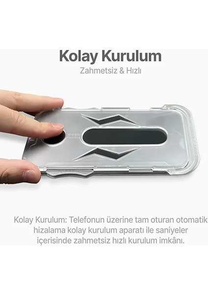 iPhone 17 Air Uyumlu Kolay Uygulama Aparatlı Hayalet Tam Kapatan Cam Ekran Koruyucu modelleri