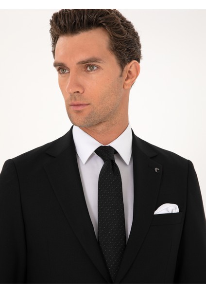 Erkek Siyah Slim Fit Mikro Desenli Mono Yaka Yün Karışımlı Takım Elbise 50311025-VR046 fiyatları