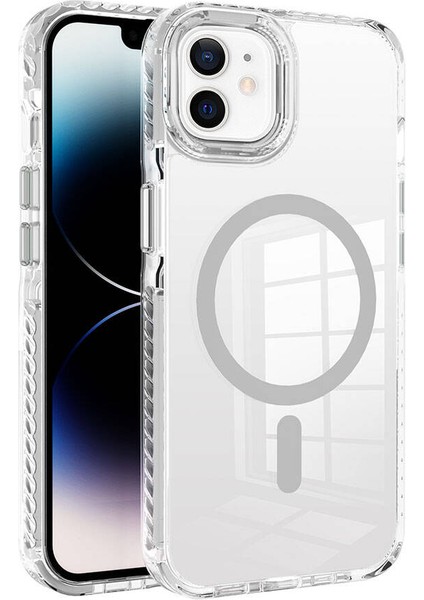 Apple iPhone 11 Kılıf Magsafe Şarj Özellikli Airbagli Takılabilir Askı Aparatlı Omsy Nana Kapak-Gri