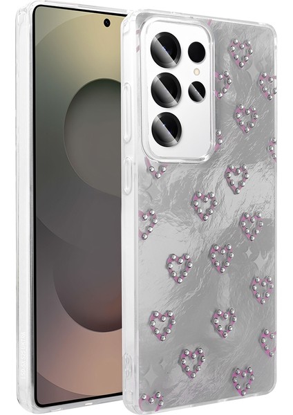 Galaxy S24 Ultra Kılıf Kamera Korumalı Figürlü Omsy Ponti Silikon Kapak - Beyaz