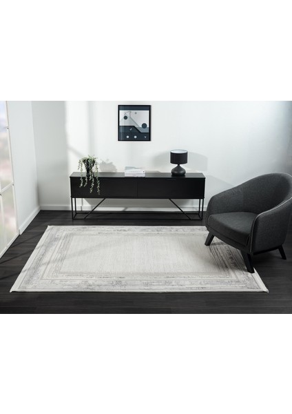 Feel FL003A Beyaz Halı Modern Çerçeve Desenli Akrilik Pamuk Taban Salon Halısı Yatak Odası Koridor indirimleri