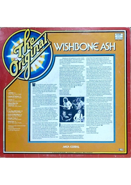 Wishbone Ash – The Original Wishbone Ash Lp fiyatları