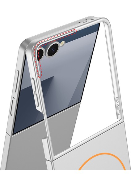 Galaxy Z Flip 7 Kılıf Wireless Şarj Özellikli Zore Kıpta M-Safe Kapak - Rose Gold