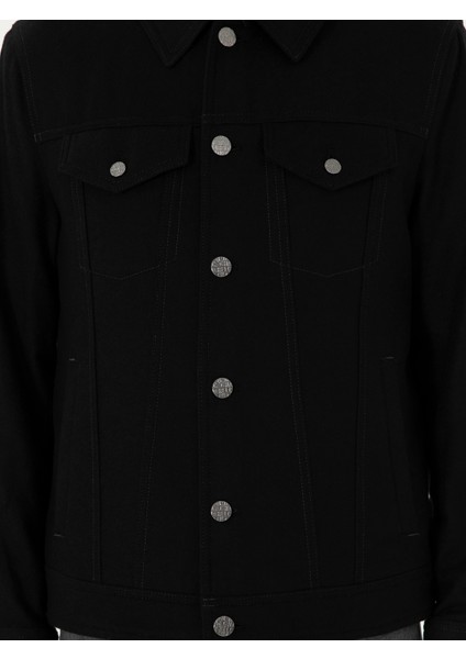 Erkek Siyah Regular Fit Yün Karışımlı Kaşe Mont 50292077-VR046