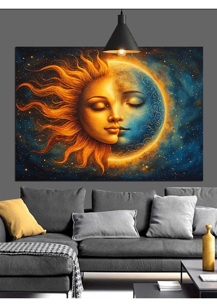 Güneş ve Ay Yüzü Dekoratif Kanvas - Mdf Ahşap Tablo fiyatları