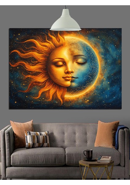 Güneş ve Ay Yüzü Dekoratif Kanvas - Mdf Ahşap Tablo modelleri