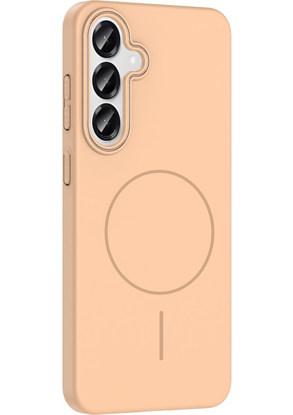 Galaxy S25 Kılıf Magsafe Şarj Özellikli Omsy Ruby Silikon Kapak - Desert Titanyum indirimleri