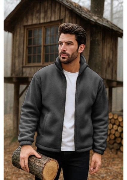 Erkek Pro Termal Iç Dış Sherpa Sonbahar Kış Tam Fermuarlı Peluş Sweatshirt fiyatları