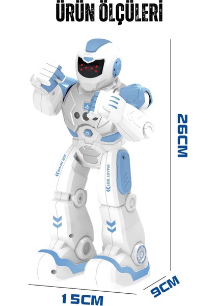 Oyuncak Uzaktan Kumandalı ve El Sensörlü Şarjlı LED Işık Moonwalk Yürüyen Akıllı Robot 19 Fonksiyon