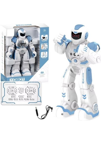 Oyuncak Uzaktan Kumandalı ve El Sensörlü Şarjlı LED Işık Moonwalk Yürüyen Akıllı Robot 19 Fonksiyon