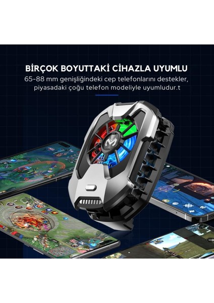 6000 Rpm Turbo Fan Rgb Işıklı Ultra Hafif Telefon Soğutucu Radyatör Tüm Telefonlara Uyumlu modelleri