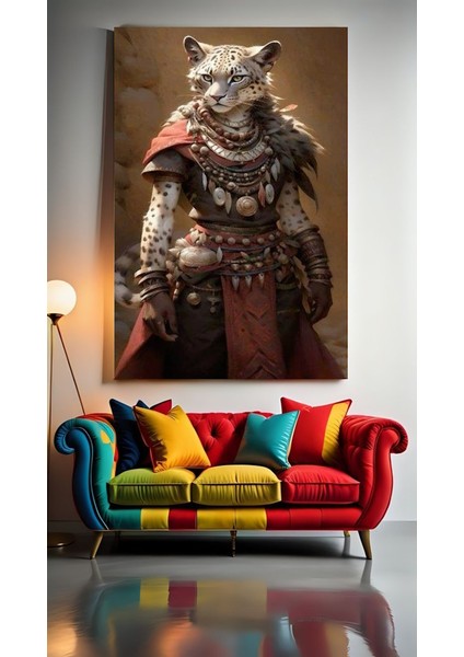 Savaşcı Vaşak Ev Duvar Salon Güzellik Salonu Ofis Dükkan Dekarasyon Kanvas Tablo