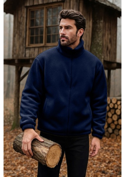 Erkek Pro Termal Iç Dış Sherpa Sonbahar Kış Tam Fermuarlı Peluş Sweatshirt