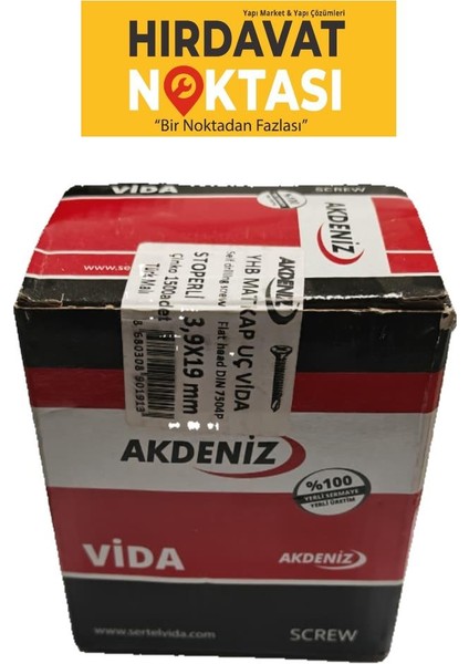 Yhb Matkap Uçlu 3.9X19 Çinko (1500 Adet)