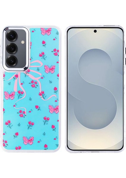Galaxy S24 Kılıf Airbag Tasarımlı Omsy Hadra Kapak - Kelebek