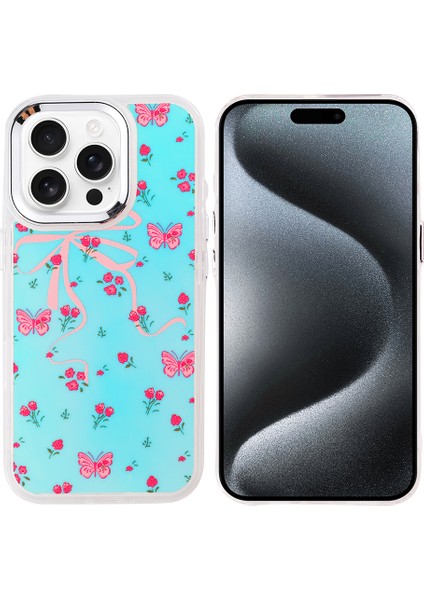 iPhone 15 Pro Max Kılıf Airbag Tasarımlı Omsy Hadra Kapak - Kelebek