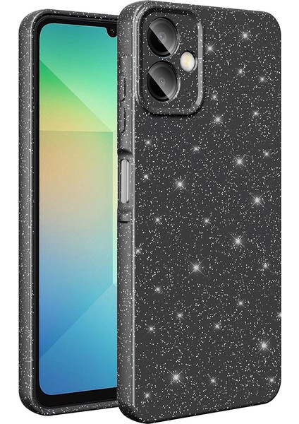 Galaxy A06 Kılıf Kamera Korumalı Simli Lüks Omsy Koton Kapak - Siyah