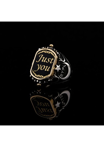 925 Ayar Gümüş Kişiye Özel Isim Yazılı Çift Taraflı Erkek Yüzük – Just You Tasarım