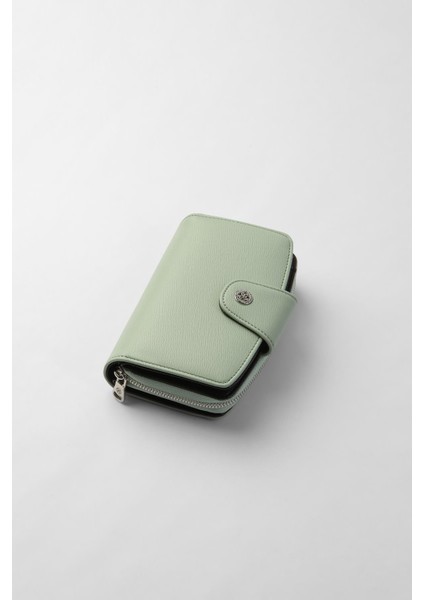 Orta Boy Çıt Çıt Detaylı Kadın Cüzdan/portföy - 65300 - Yeşil/siyah fiyatları