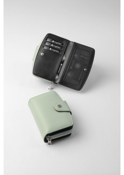 Orta Boy Çıt Çıt Detaylı Kadın Cüzdan/portföy - 65300 - Yeşil/siyah fırsatları