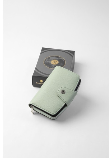 Orta Boy Çıt Çıt Detaylı Kadın Cüzdan/portföy - 65300 - Yeşil/siyah indirimleri